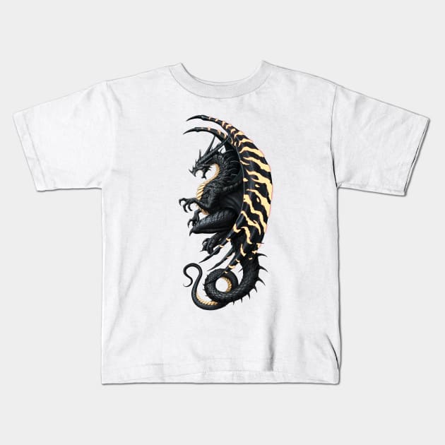 Master Dragon Black Gold Kids T-Shirt by chriskar